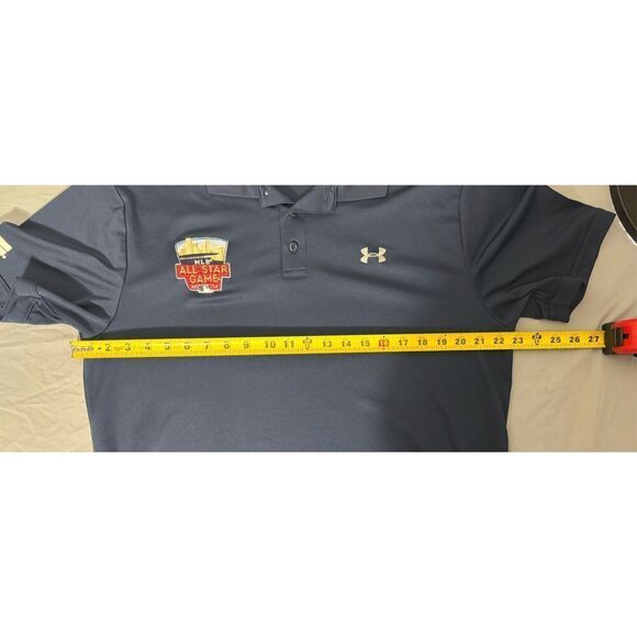 2014 MLB All Star Game Polo Under Armour Blue Size Large Heat Gear FLAW - Picture 8 of 9